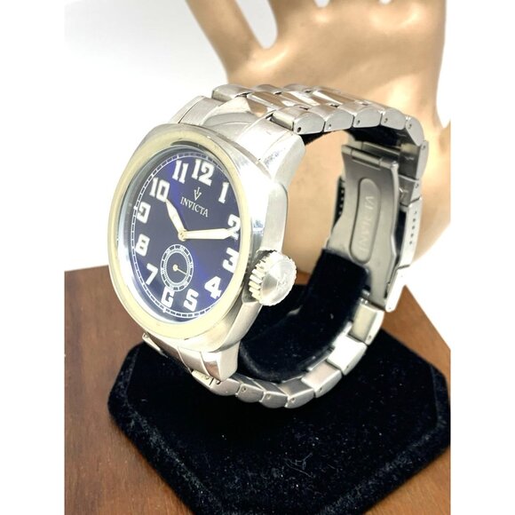Invicta Men's Watch 15079 Vintage Quartz Blue Dial Silver Stainless Steel 46mm - Picture 2 of 15